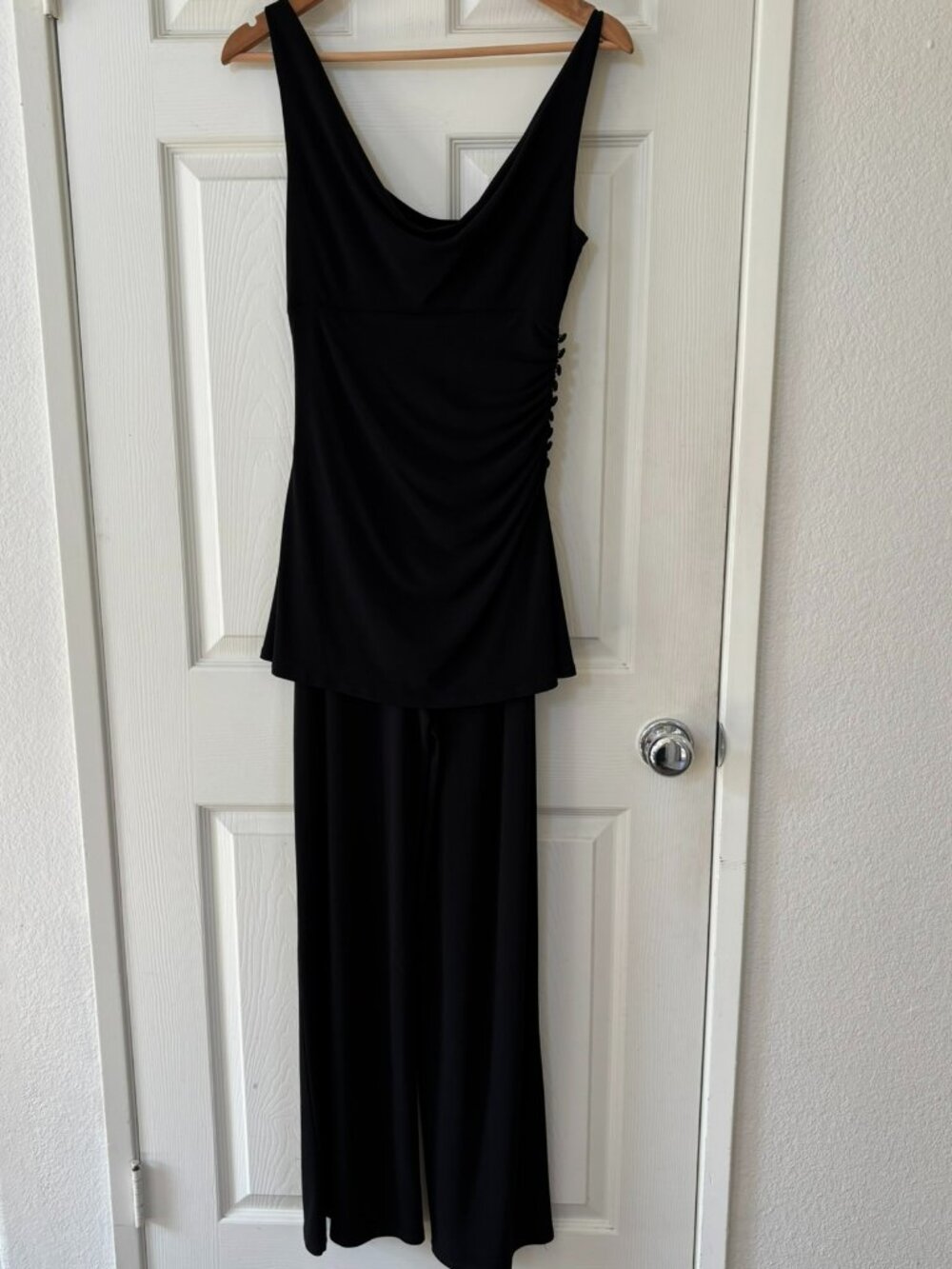 WHBM Matte Jersey Drape Neck Jumpsuit